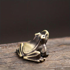 Bronze Small Frog Tea Pet Ornament Golden Toad Key Pendant
