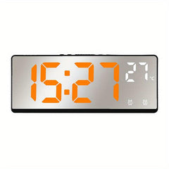 Voice Control Mirror Alarm Clock with Temperature Sensor and Night Mode