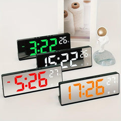 Voice Control Mirror Alarm Clock with Temperature Sensor and Night Mode