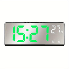 Voice Control Mirror Alarm Clock with Temperature Sensor and Night Mode
