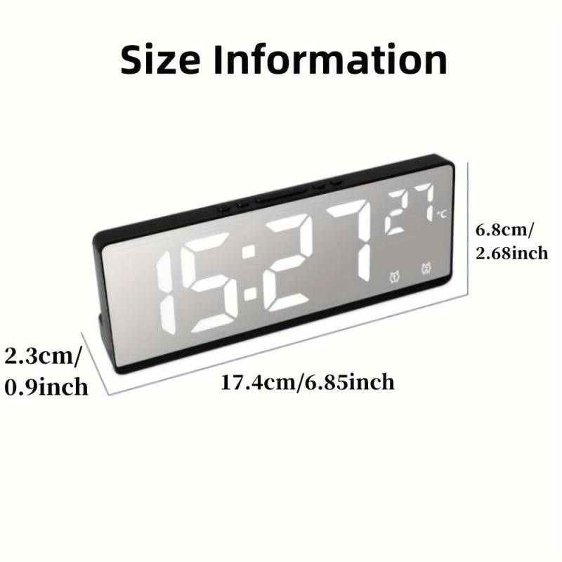 Voice Control Mirror Alarm Clock with Temperature Sensor and Night Mode