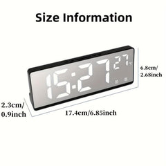 Voice Control Mirror Alarm Clock with Temperature Sensor and Night Mode