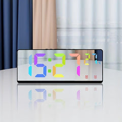 Voice Control Mirror Alarm Clock with Temperature Sensor and Night Mode