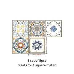 5pcs Waterproof Vintage Tile Stickers Self Adhesive Decals