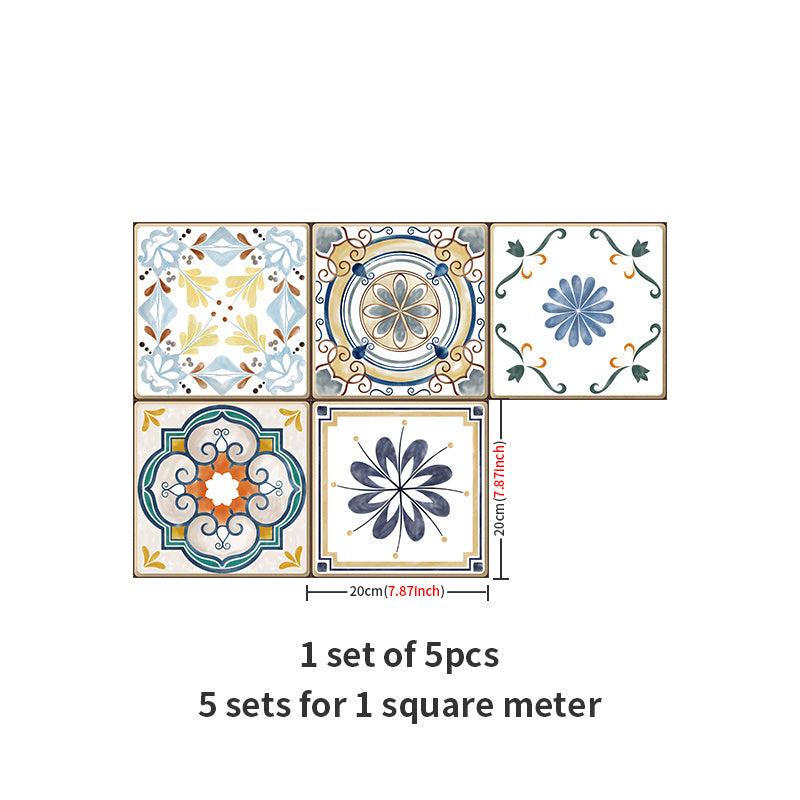 5pcs Waterproof Vintage Tile Stickers Self Adhesive Decals