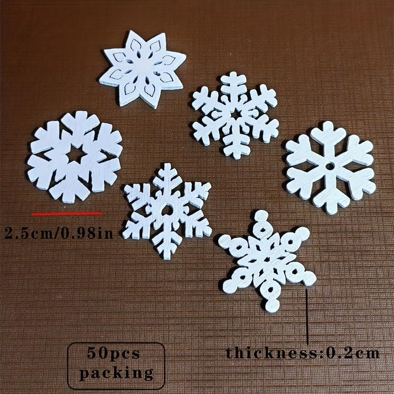 50pcs Xmas Snowflakes Wooden Die Cuts DIY Cutting Dies For Card Making