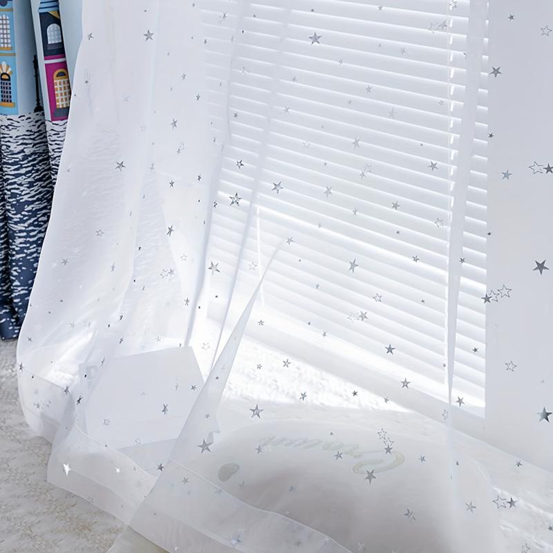 Nordic Star Pattern Sheer Curtain - Semi Shading Light Filter