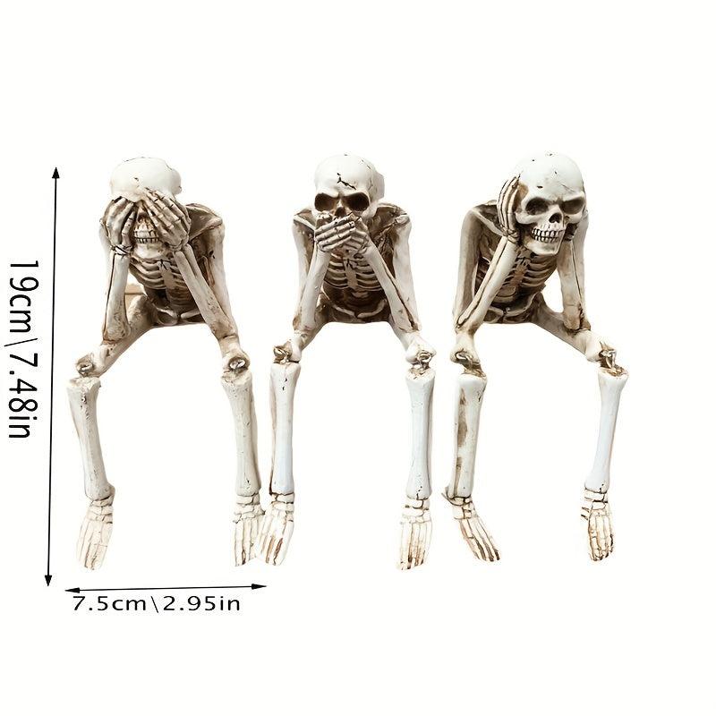Skull Statues Resin Skeleton Shelf Sitters Figurines Decor Halloween