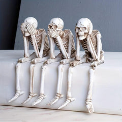 Skull Statues Resin Skeleton Shelf Sitters Figurines Decor Halloween