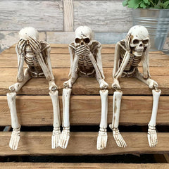 Skull Statues Resin Skeleton Shelf Sitters Figurines Decor Halloween