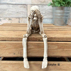 Skull Statues Resin Skeleton Shelf Sitters Figurines Decor Halloween