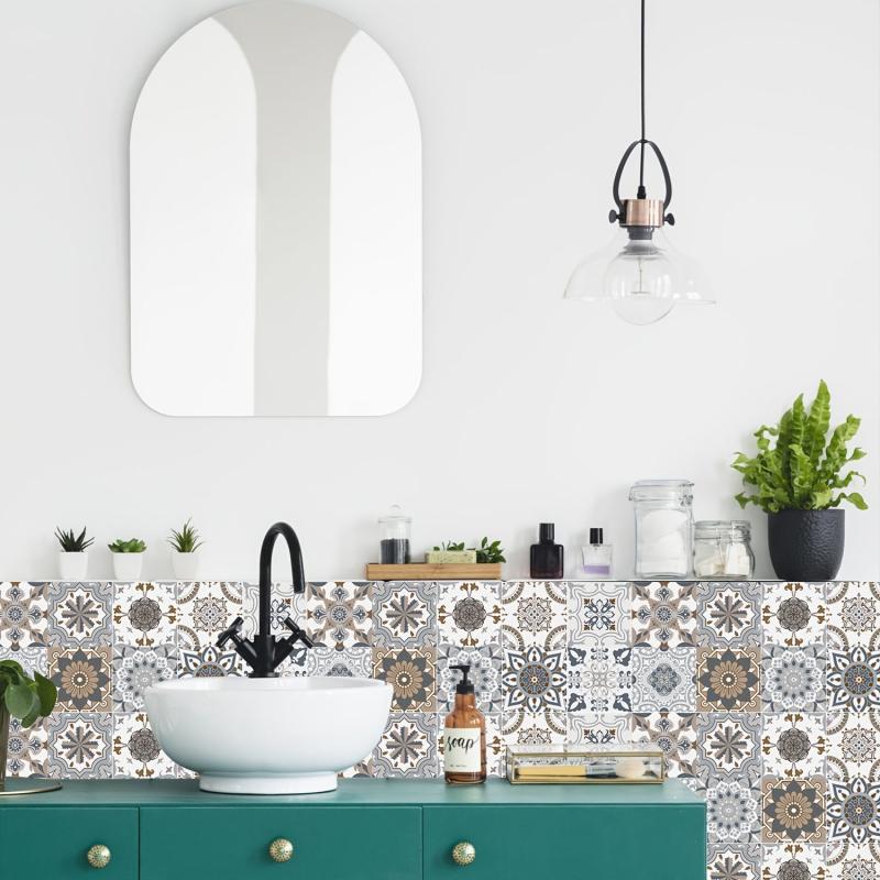 Retro Art Tile Sticker 3D Wall Decals for Kitchen Bathroom Decoration
