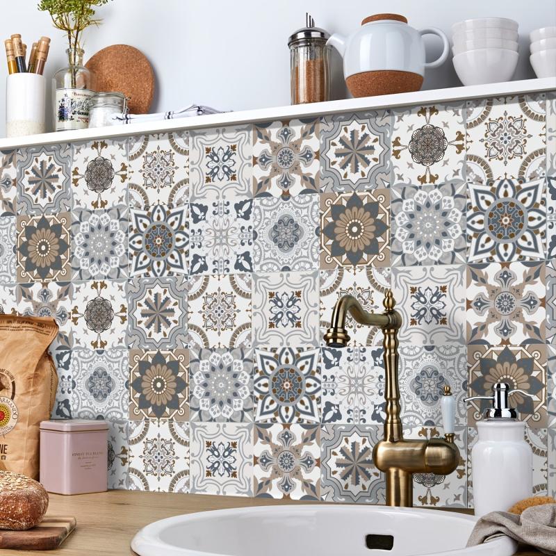 Retro Art Tile Sticker 3D Wall Decals for Kitchen Bathroom Decoration