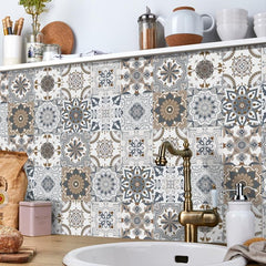 Retro Art Tile Sticker 3D Wall Decals for Kitchen Bathroom Decoration