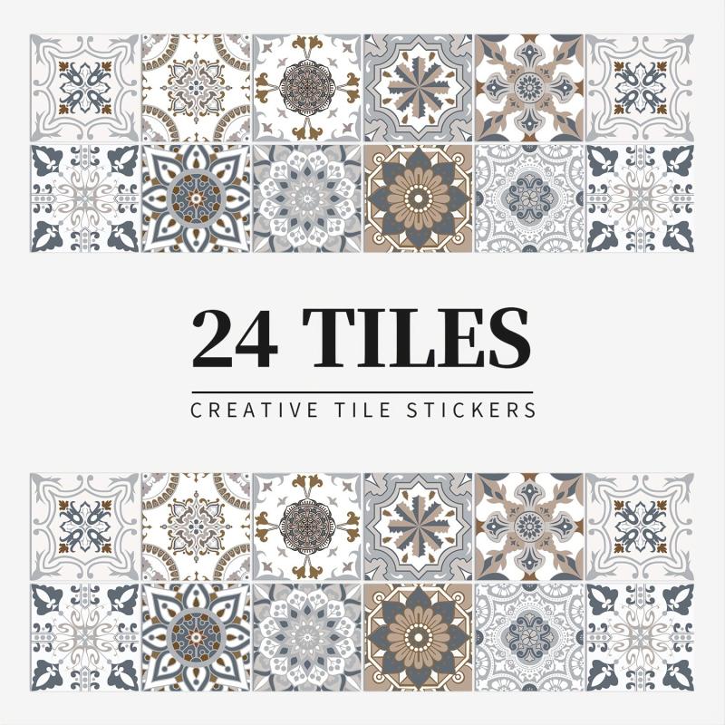 Retro Art Tile Sticker 3D Wall Decals for Kitchen Bathroom Decoration