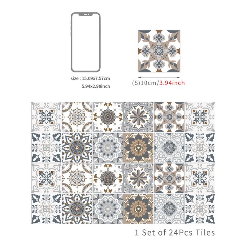 Retro Art Tile Sticker 3D Wall Decals for Kitchen Bathroom Decoration