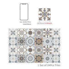 Retro Art Tile Sticker 3D Wall Decals for Kitchen Bathroom Decoration