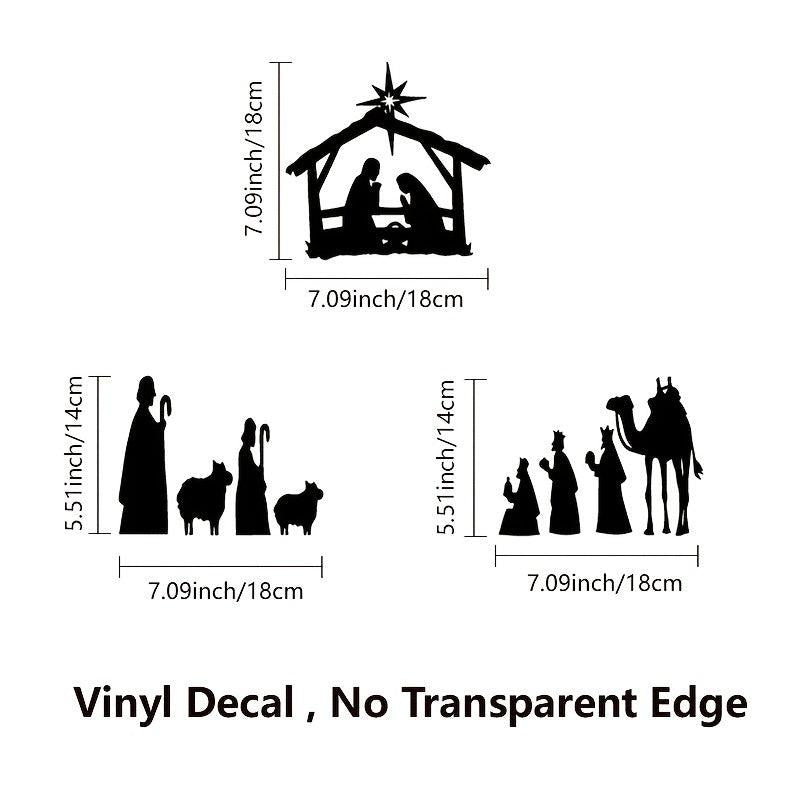 3pcs Waterproof Nativity Scene Decal Stickers - Christmas Decoration