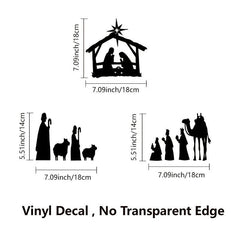 3pcs Waterproof Nativity Scene Decal Stickers - Christmas Decoration