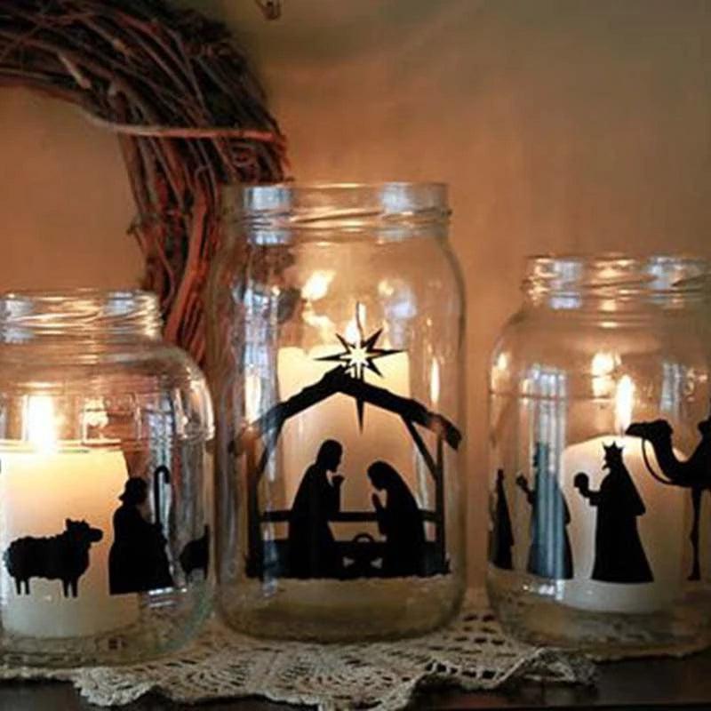 3pcs Waterproof Nativity Scene Decal Stickers - Christmas Decoration