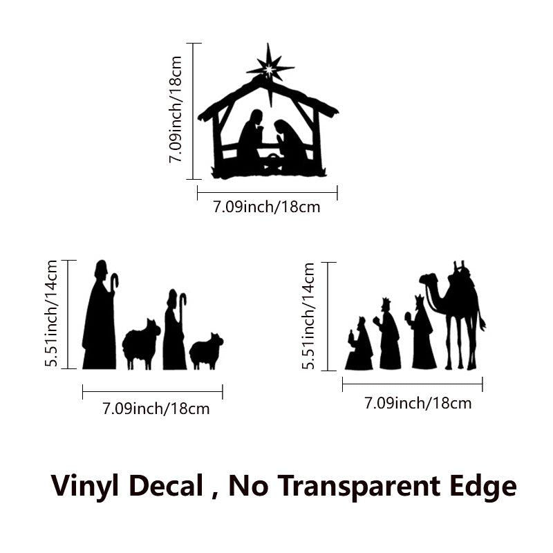 3pcs Waterproof Nativity Scene Decal Stickers - Christmas Decoration