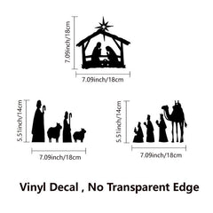 3pcs Waterproof Nativity Scene Decal Stickers - Christmas Decoration