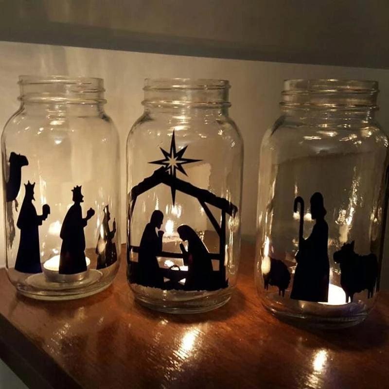 3pcs Waterproof Nativity Scene Decal Stickers - Christmas Decoration