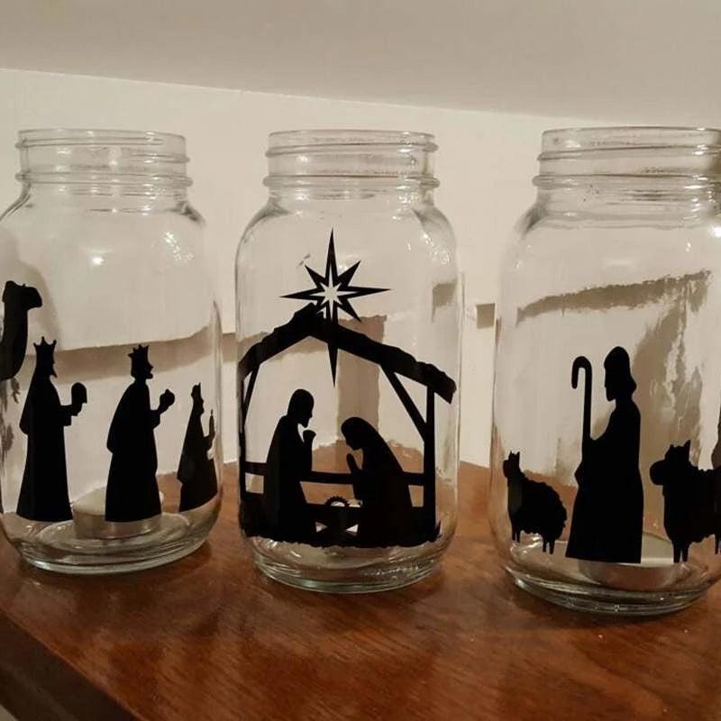 3pcs Waterproof Nativity Scene Decal Stickers - Christmas Decoration