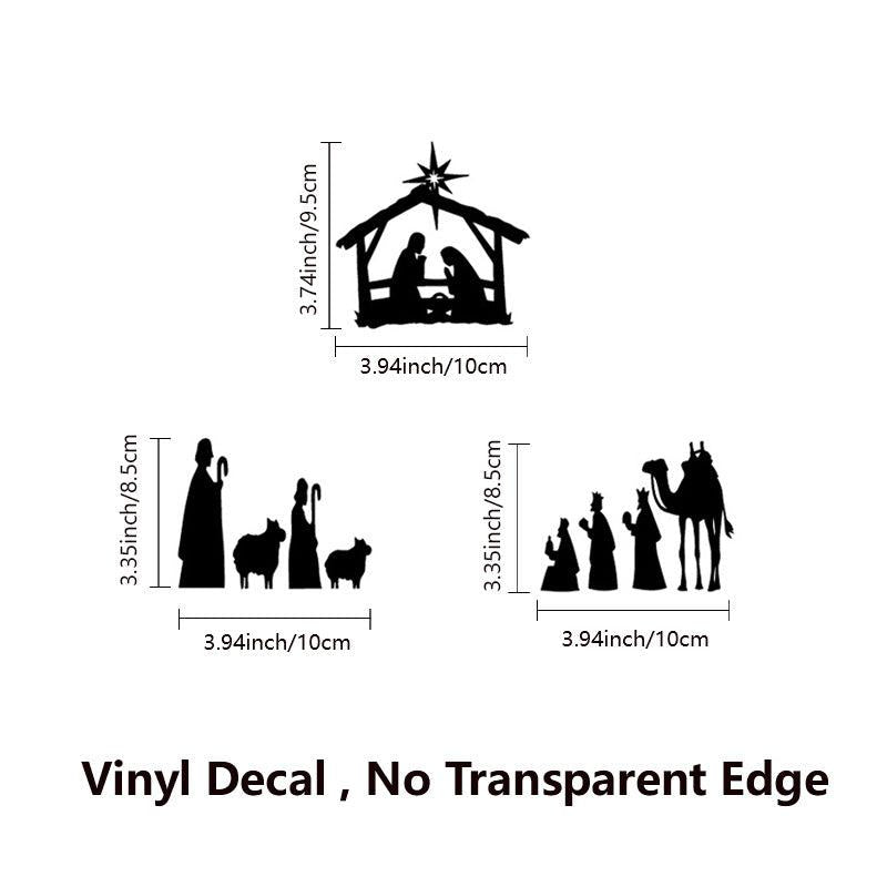 3pcs Waterproof Nativity Scene Decal Stickers - Christmas Decoration