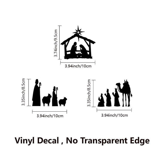 3pcs Waterproof Nativity Scene Decal Stickers - Christmas Decoration