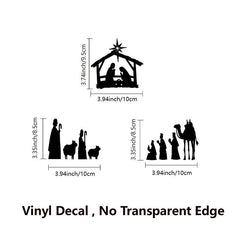 3pcs Waterproof Nativity Scene Decal Stickers - Christmas Decoration