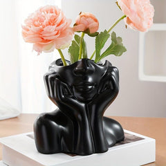 Resin Face Rest Half Face Vase Flower Pot Ornament Home Accessories