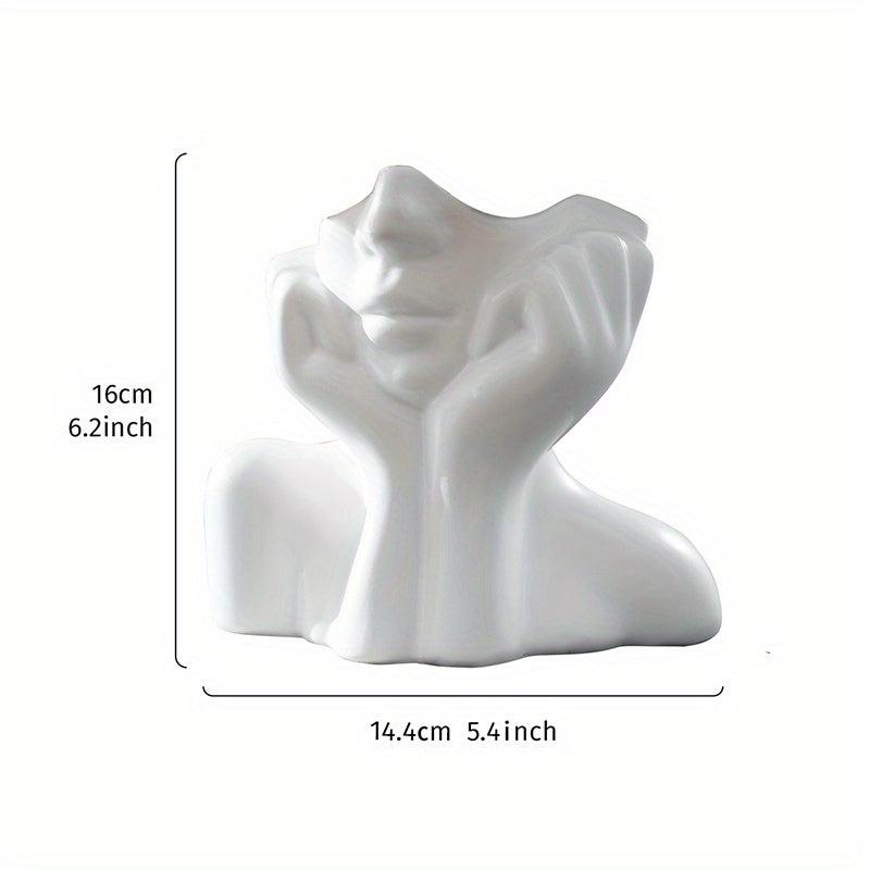 Resin Face Rest Half Face Vase Flower Pot Ornament Home Accessories