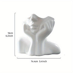Resin Face Rest Half Face Vase Flower Pot Ornament Home Accessories
