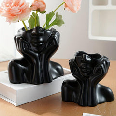 Resin Face Rest Half Face Vase Flower Pot Ornament Home Accessories