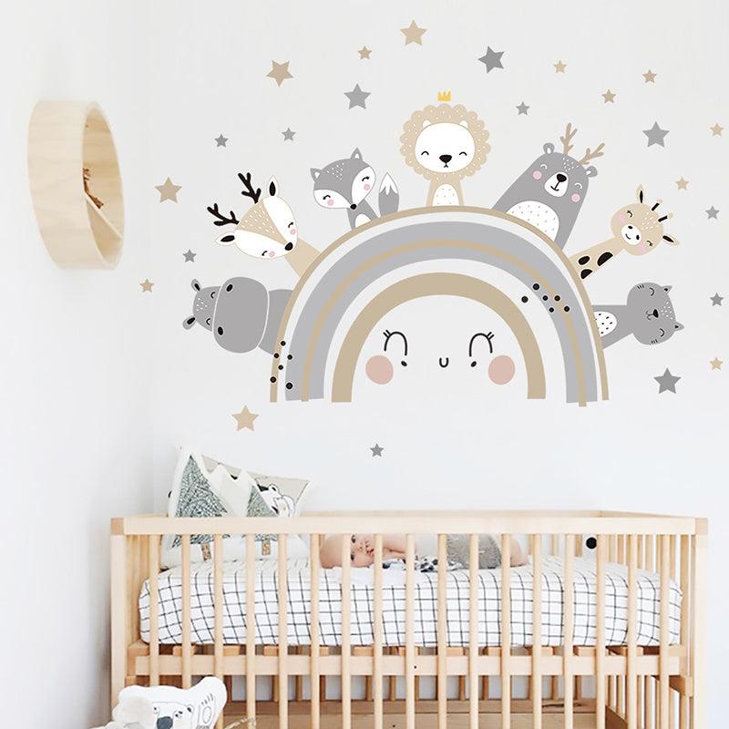 Cartoon Animals Kids Room Wall Stickers Self-Adhesive Waterproof Decals