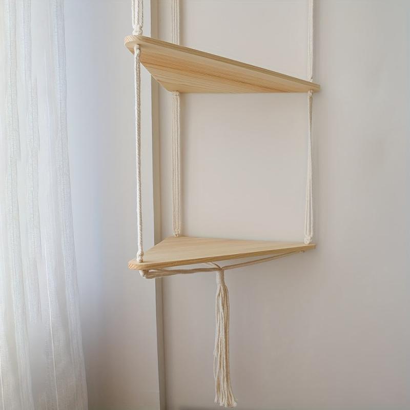 Boho Macrame Triangle Shelf Wall Decor
