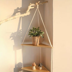 Boho Macrame Triangle Shelf Wall Decor