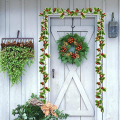 66 9inch Christmas Garland Pre lit Red Berries Holly Leaves Indoor Outdoor