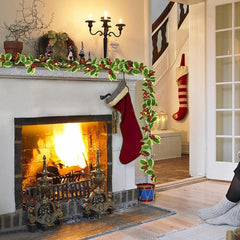 66 9inch Christmas Garland Pre lit Red Berries Holly Leaves Indoor Outdoor