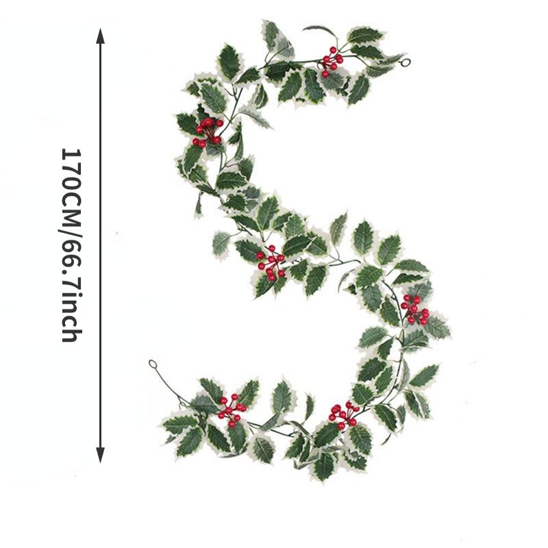 66 9inch Christmas Garland Pre lit Red Berries Holly Leaves Indoor Outdoor