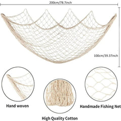 1pc 79 x39 Natural Fish Net Decorative Beach Themed Fish Net Decorations
