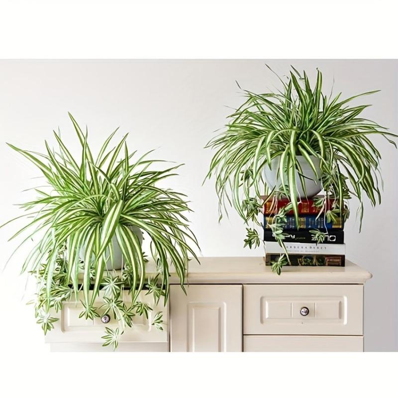 Artificial Chlorophytum Plant Hanging Basket Green Leaves Home Office