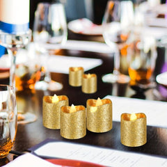 6pcs Golden Powder Candle Light LED Electronic Simulation Flameless Candle Lamp
