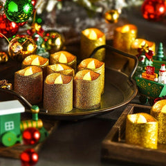 6pcs Golden Powder Candle Light LED Electronic Simulation Flameless Candle Lamp