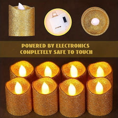 6pcs Golden Powder Candle Light LED Electronic Simulation Flameless Candle Lamp