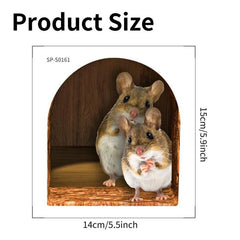 Personality Crural Line Sticker Two Mice Lovely Bedroom Wall Adornment