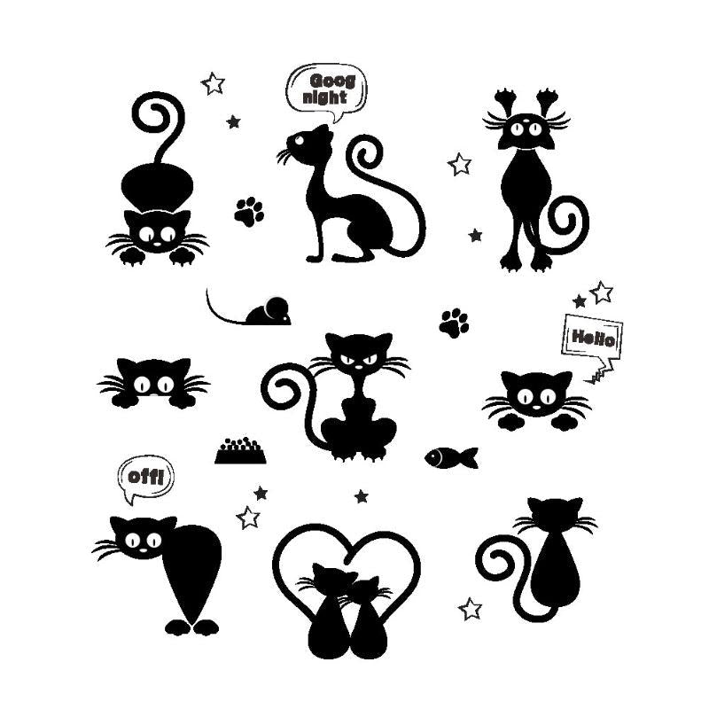 Cat Print Wall Sticker Cartoon Kitten DIY Switch Sticker