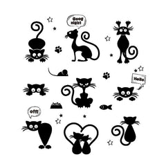 Cat Print Wall Sticker Cartoon Kitten DIY Switch Sticker