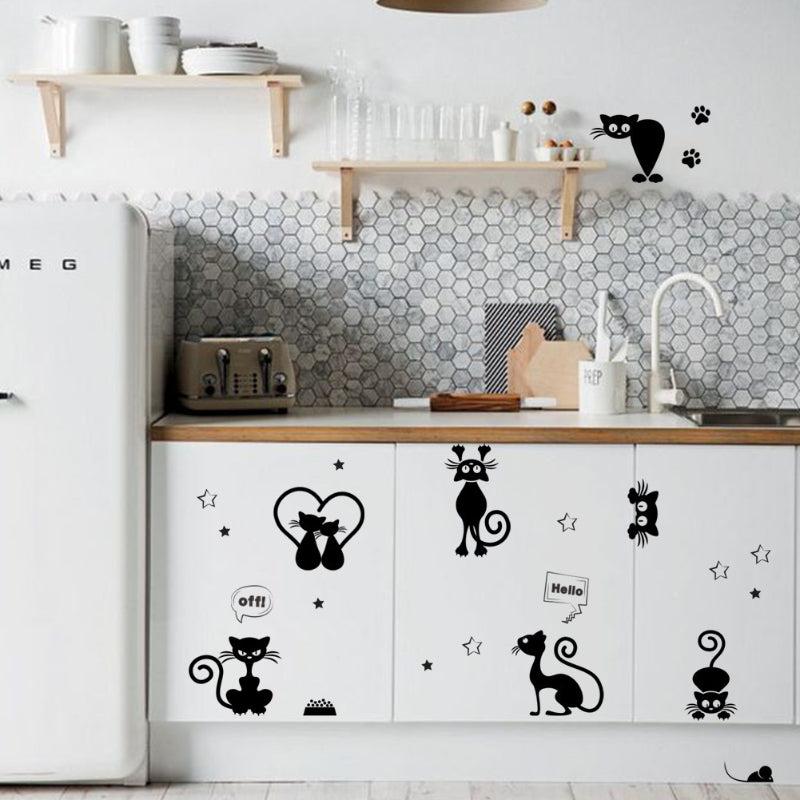 Cat Print Wall Sticker Cartoon Kitten DIY Switch Sticker